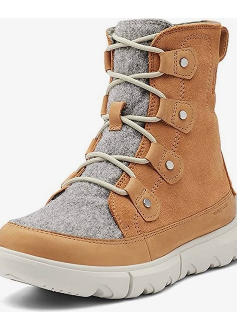 Sorel Tan and Grey Explorer ll Joan Waterproof Boots Size 9